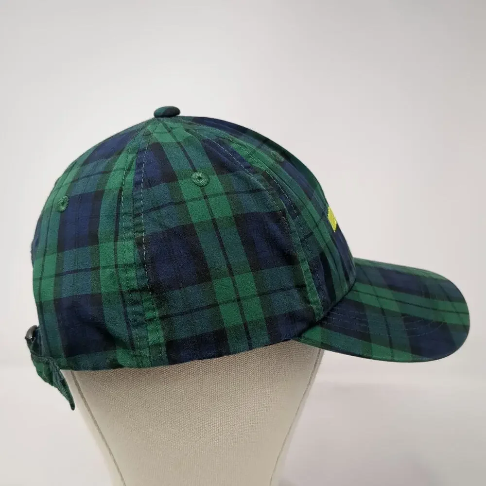 American Eagle Baseball Cap Green Blue Yellow Plaid OSFM Slideback Cotton Hat